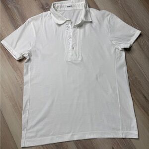 Bikkembergs White Polo Shirt Men’s Size L | Designer Logo Details Minimalist